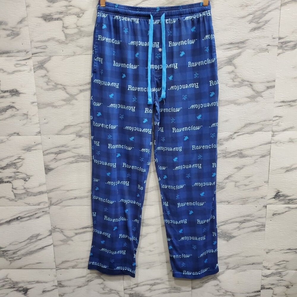 Hot Topic Sweatpants Adult Size M Blue Harry Potter Ravenclaw Plaid Pant Comfort